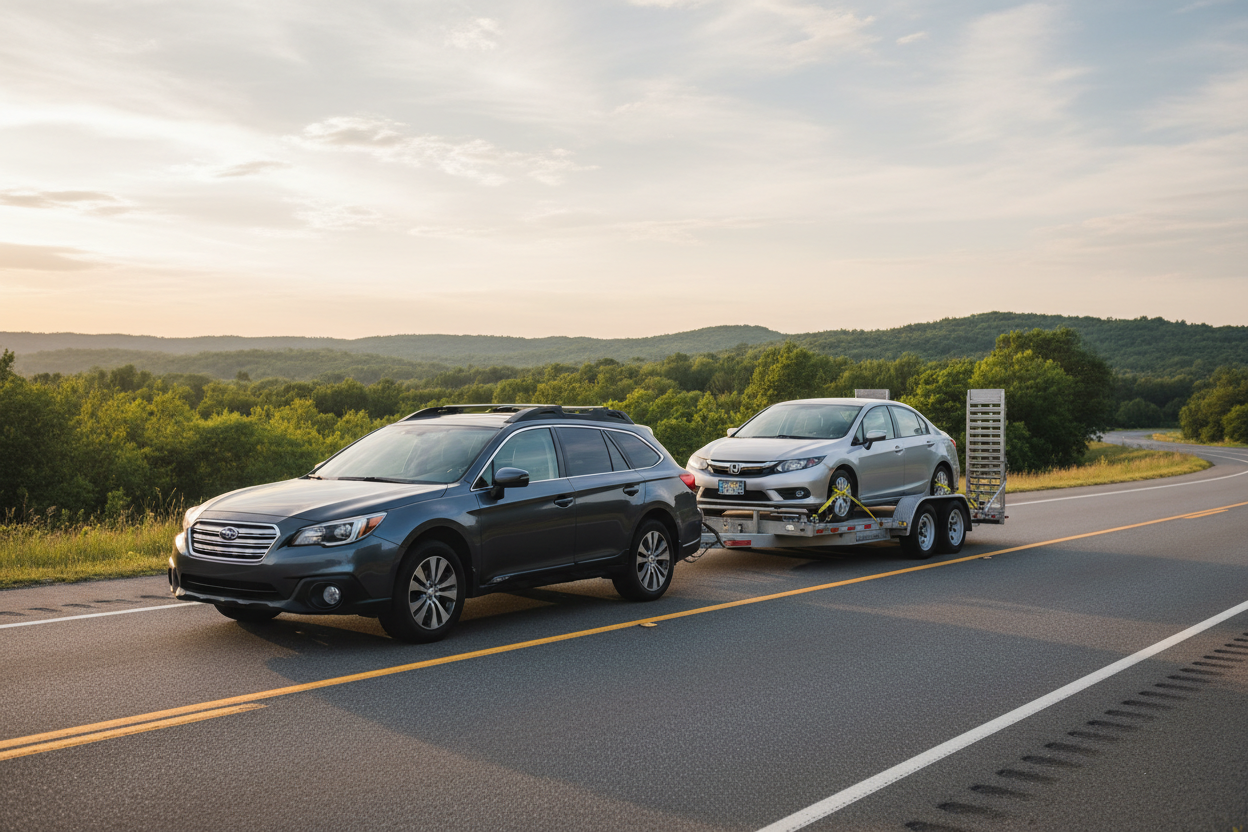 nicht mit lastwagen sondern mit einem auto davor